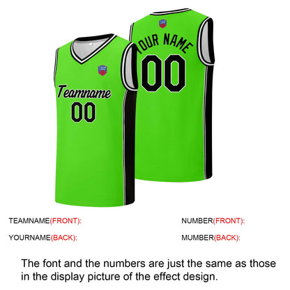 Individuelle Basketball-Jersey-Shorts für Männer und Frauen. Gestickter und gedruckter Name, Nummer und Logo Neongrün