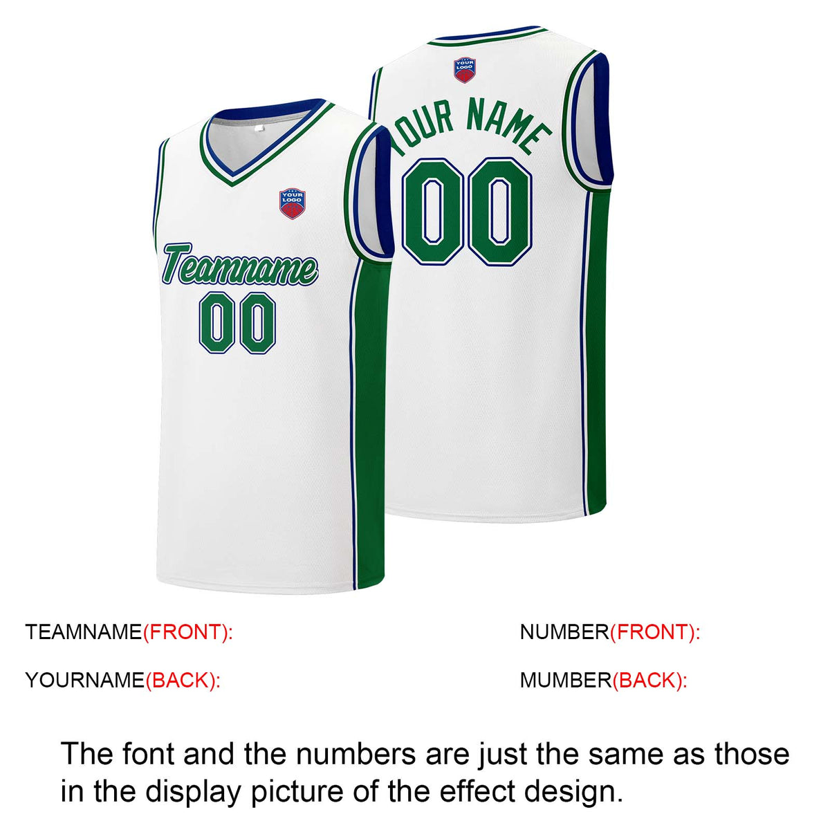Individuelle Basketball-Jersey-Shorts für Männer und Frauen. Gestickter und gedruckter Name, Nummer und Logo Weiß