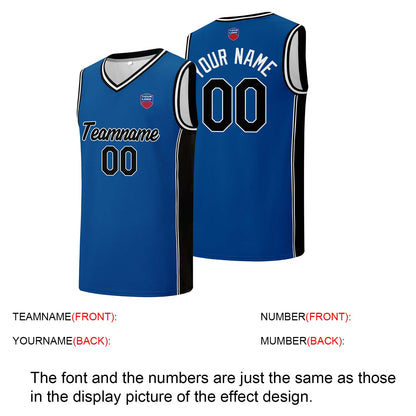Individuelle Basketball-Jersey-Shorts für Männer und Frauen. Gestickter und gedruckter Name, Nummer und Logo Blau