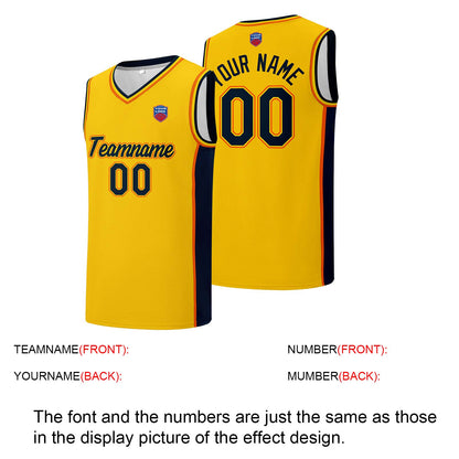 Individuelle Basketball-Jersey-Shorts für Männer und Frauen. Gestickter und gedruckter Name, Nummer und Logo Gelb