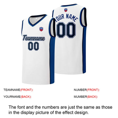 Individuelle Basketball-Jersey-Shorts für Männer und Frauen. Gestickter und gedruckter Name, Nummer und Logo Weiß