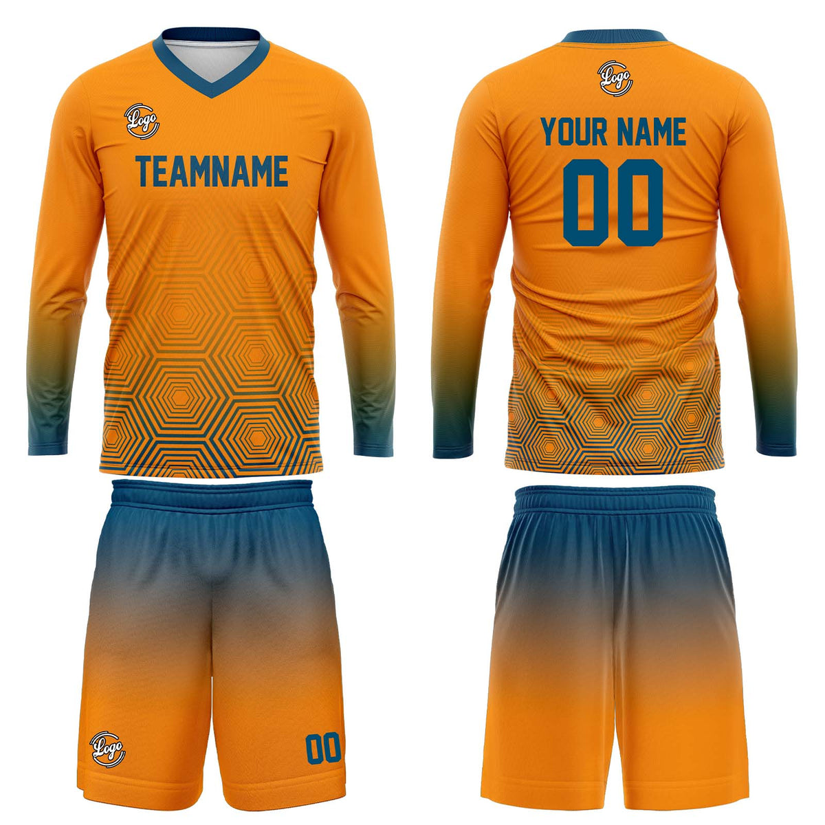 Kundenspezifisches Blau Orange Basketball Fußball Schießen langes T-Shirt für Erwachsene und Kinder