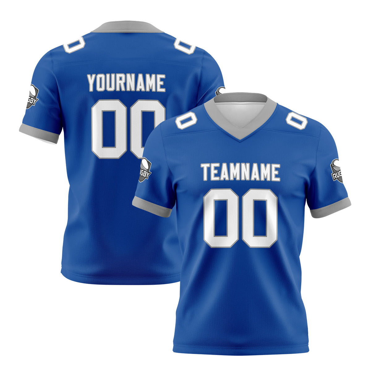 Benutzerdefinierte Blau Grau Fußball Trikots Personalisierter Name Nummer Logo