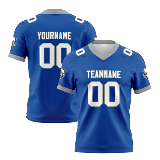 Benutzerdefinierte Blau Grau Fußball Trikots Personalisierter Name Nummer Logo
