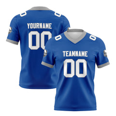 Benutzerdefinierte Blau Grau Fußball Trikots Personalisierter Name Nummer Logo