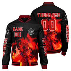 Maßgeschneiderte Schwarz Letterman Varsity Jacket Individuelle Stickerei Druck nach Ihrem Wunsch