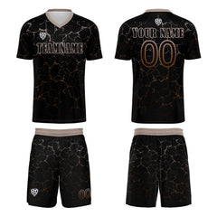 Benutzerdefinierte Schwarz Hellbraun Trikots für Männer Frauen Personalisierte Fußball Uniformen für Erwachsene und Kind