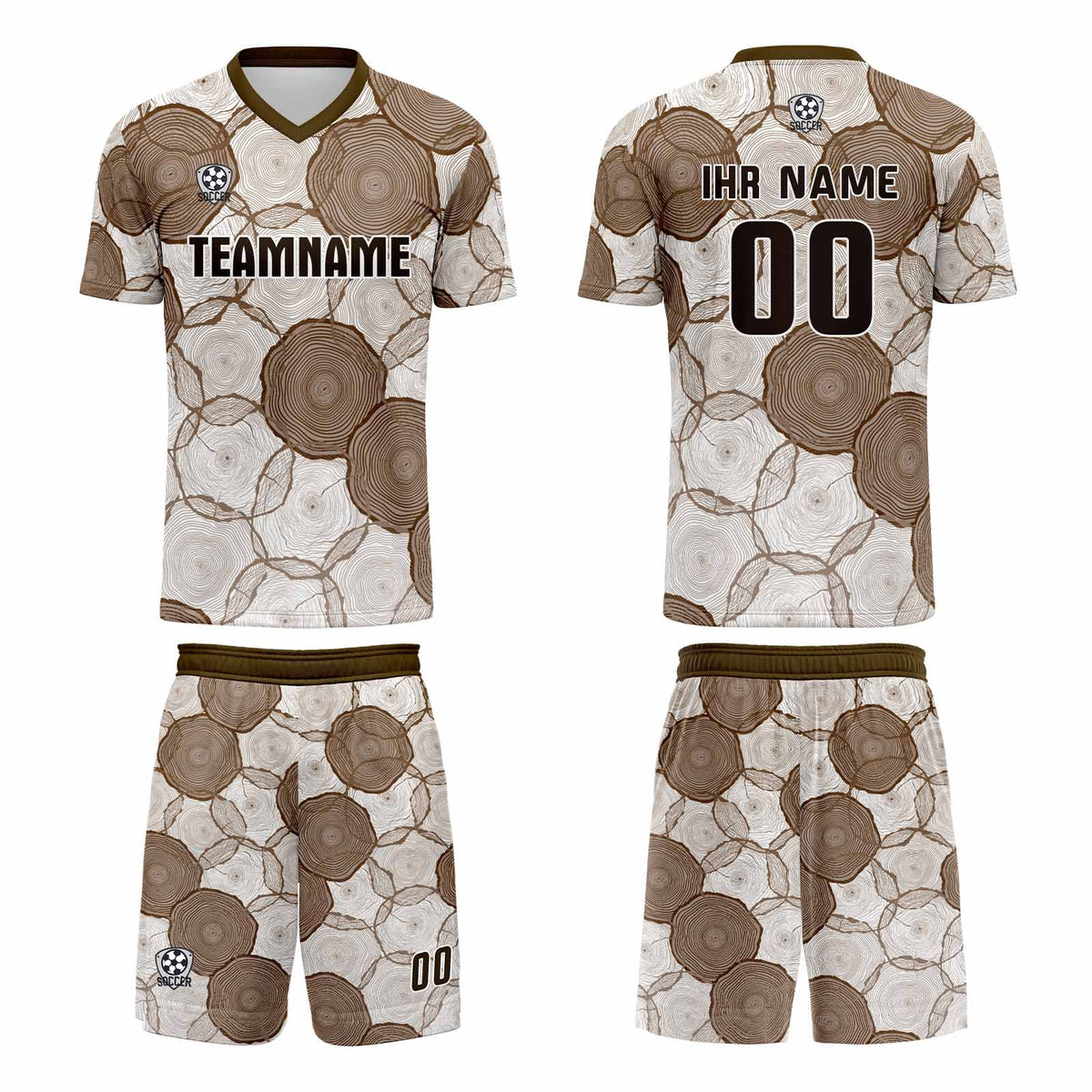Benutzerdefinierte Weiß Braun Trikots für Männer Frauen Personalisierte Fußball Uniformen für Erwachsene und Kind