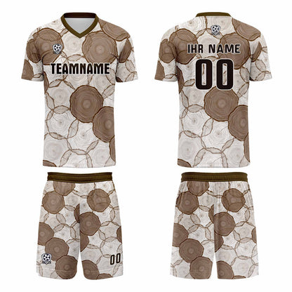 Benutzerdefinierte Weiß Braun Trikots für Männer Frauen Personalisierte Fußball Uniformen für Erwachsene und Kind