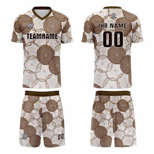 Benutzerdefinierte Weiß Braun Trikots für Männer Frauen Personalisierte Fußball Uniformen für Erwachsene und Kind