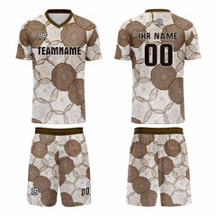 Benutzerdefinierte Weiß Braun Trikots für Männer Frauen Personalisierte Fußball Uniformen für Erwachsene und Kind