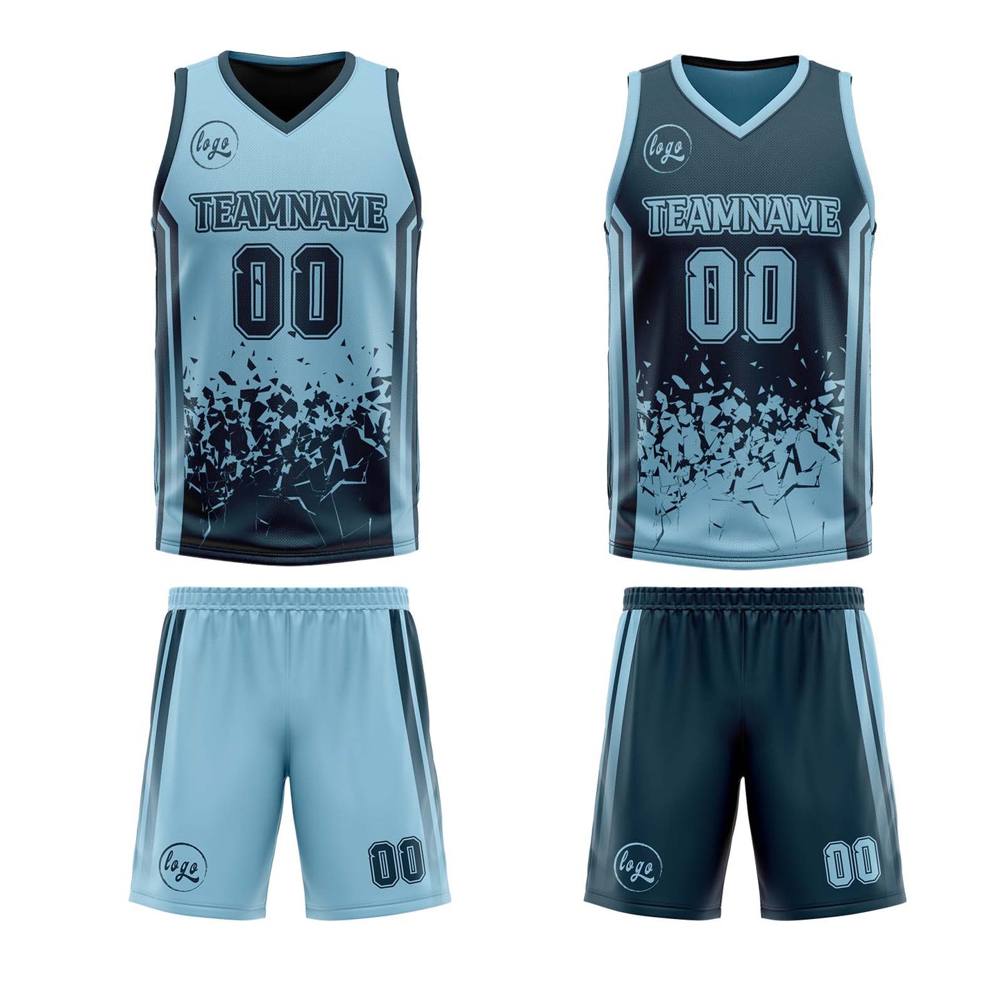 Benutzerdefinierte Langweilig Grün Blau Reversible Basketball Jersey Personalisierte Drucken Name Nummer Logo