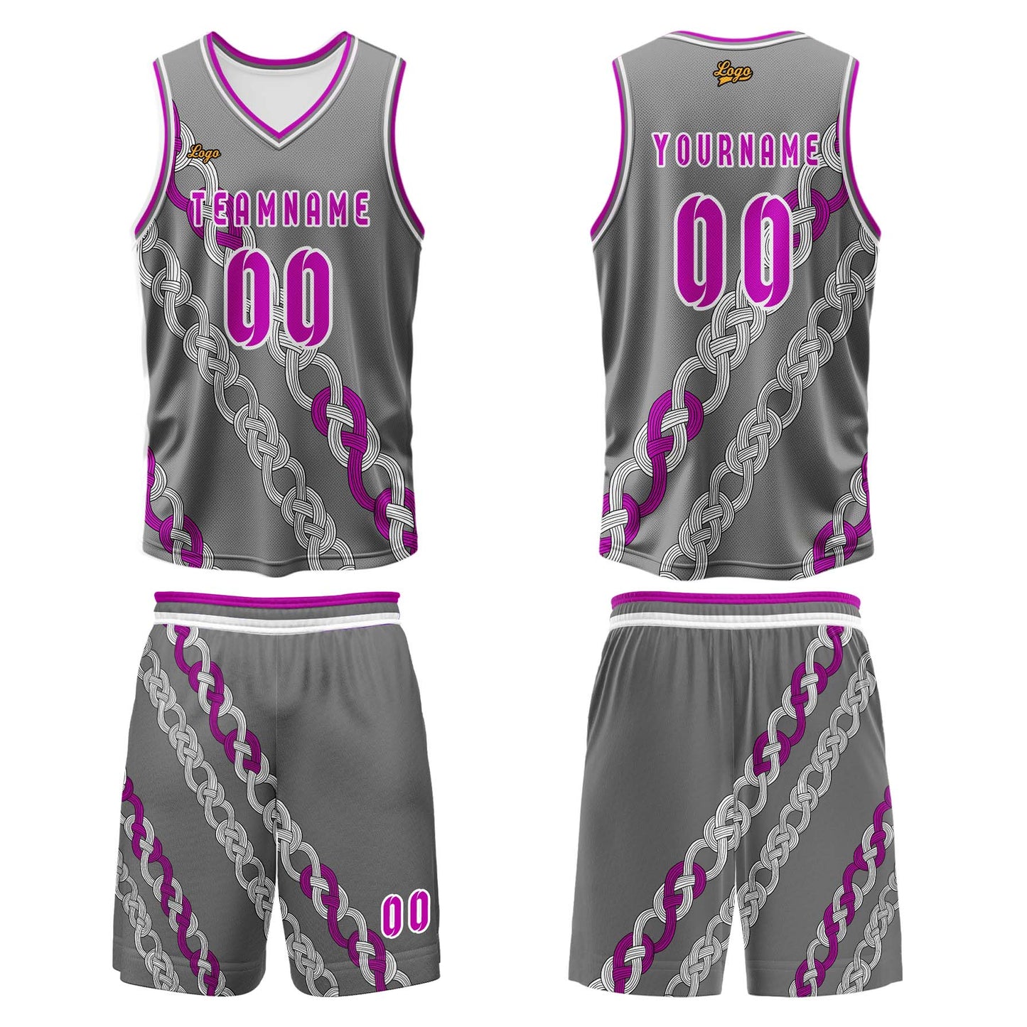Benutzerdefinierter Aschenpulver Basketball Jersey Uniform Anzug gedruckt Ihr Logo Name Nummer