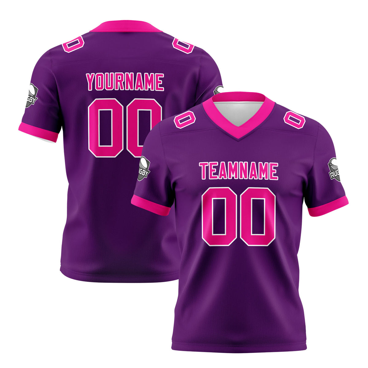 Benutzerdefinierte Lila Rosa Fußball Trikots Personalisierter Name Nummer Logo