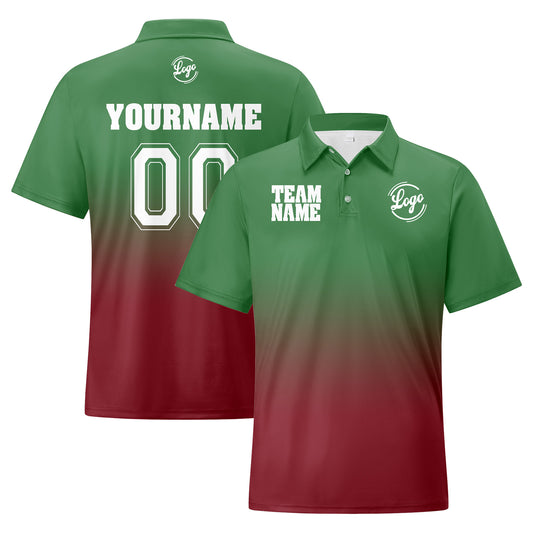 Benutzerdefinierte Grünes Burgund Fußball Gradient Polo-Shirts Fügen Sie Ihr Einzigartiges hinzu Logo/Name/Nummer