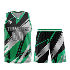 Benutzerdefinierter Schwarz Grün Grau Basketball Jersey Uniform Anzug gedruckt Ihr Logo Name Nummer