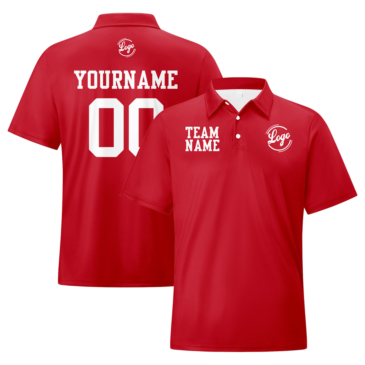 Benutzerdefinierte Rot Weiß Fußball Polo-Shirts Fügen Sie Ihr Einzigartiges hinzu Logo/Name/Nummer