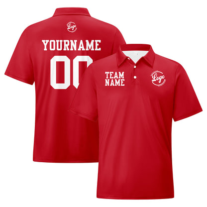 Benutzerdefinierte Rot Weiß Fußball Polo-Shirts Fügen Sie Ihr Einzigartiges hinzu Logo/Name/Nummer