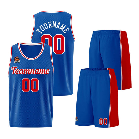 Individuelle Königlich-Rot Basketball Jersey Shorts für Männer und Frauen Gestickter und gedruckter Name, Nummer und Logo