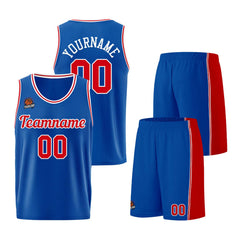 Individuelle Königlich-Rot Basketball Jersey Shorts für Männer und Frauen Gestickter und gedruckter Name, Nummer und Logo