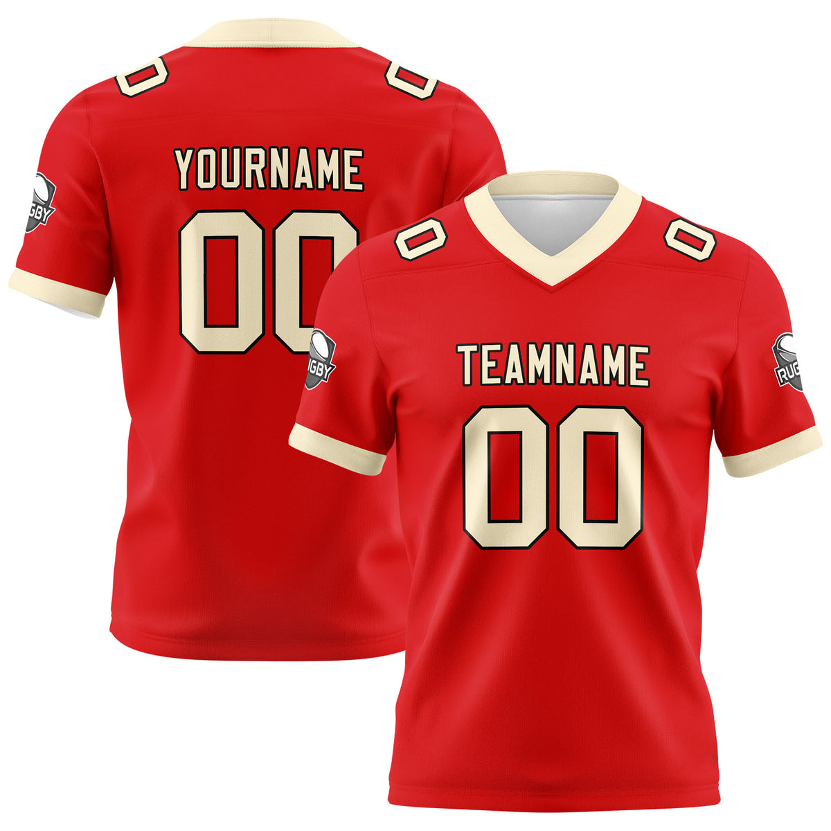 Benutzerdefinierte Rot Creme Fußball Trikots Personalisierter Name Nummer Logo