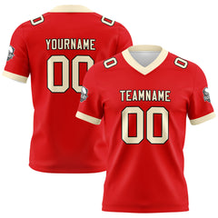 Benutzerdefinierte Rot Creme Fußball Trikots Personalisierter Name Nummer Logo