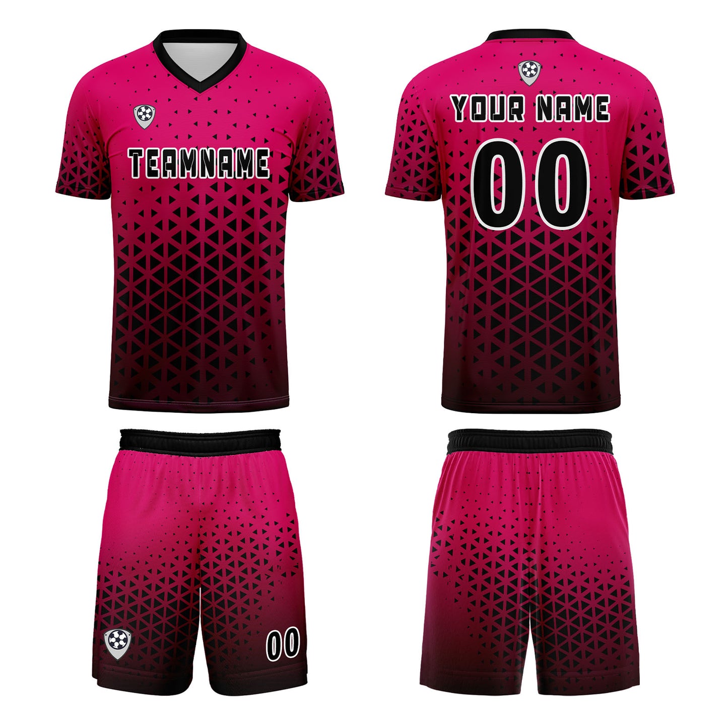 Benutzerdefinierte Rosa Schwarz Trikots für Männer Frauen Personalisierte Fußball Uniformen für Erwachsene und Kind