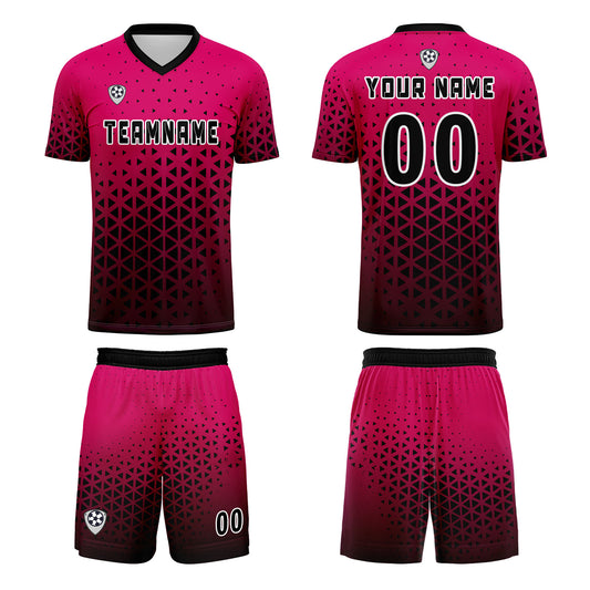 Benutzerdefinierte Rosa Schwarz Trikots für Männer Frauen Personalisierte Fußball Uniformen für Erwachsene und Kind