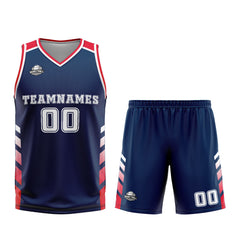 Benutzerdefinierter Marine Rot Basketball Jersey Uniform Anzug gedruckt Ihr Logo Name Nummer