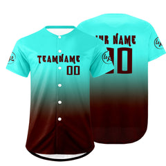 Benutzerdefiniert Cyan Braun Personalisierter Baseball Jersey mit Farbverlauf Team Uniform mit Namen und Nummer