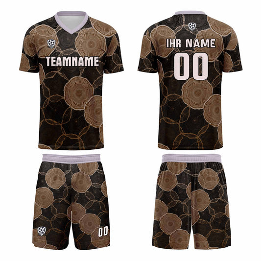 Benutzerdefinierte Schwarz Braun Trikots für Männer Frauen Personalisierte Fußball Uniformen für Erwachsene und Kind