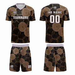 Benutzerdefinierte Schwarz Braun Trikots für Männer Frauen Personalisierte Fußball Uniformen für Erwachsene und Kind