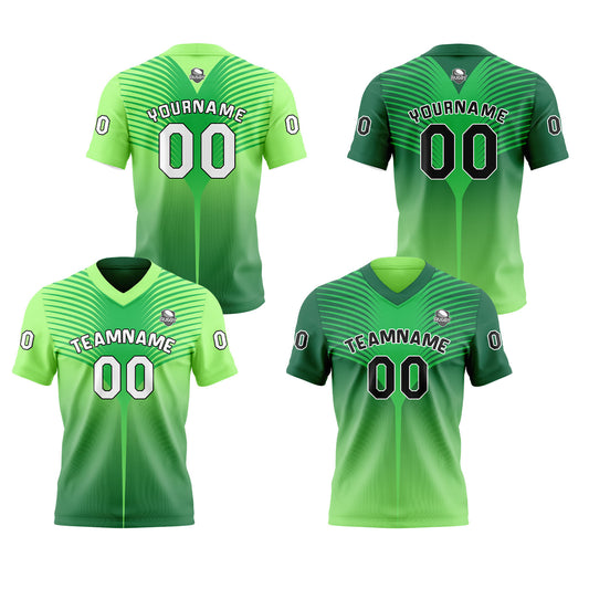 Benutzerdefinierte Grün Reversibel Fußball Trikot Personalisierte Gradient Fußball Shirts für Männer gedruckt Team Name Nummer Logo