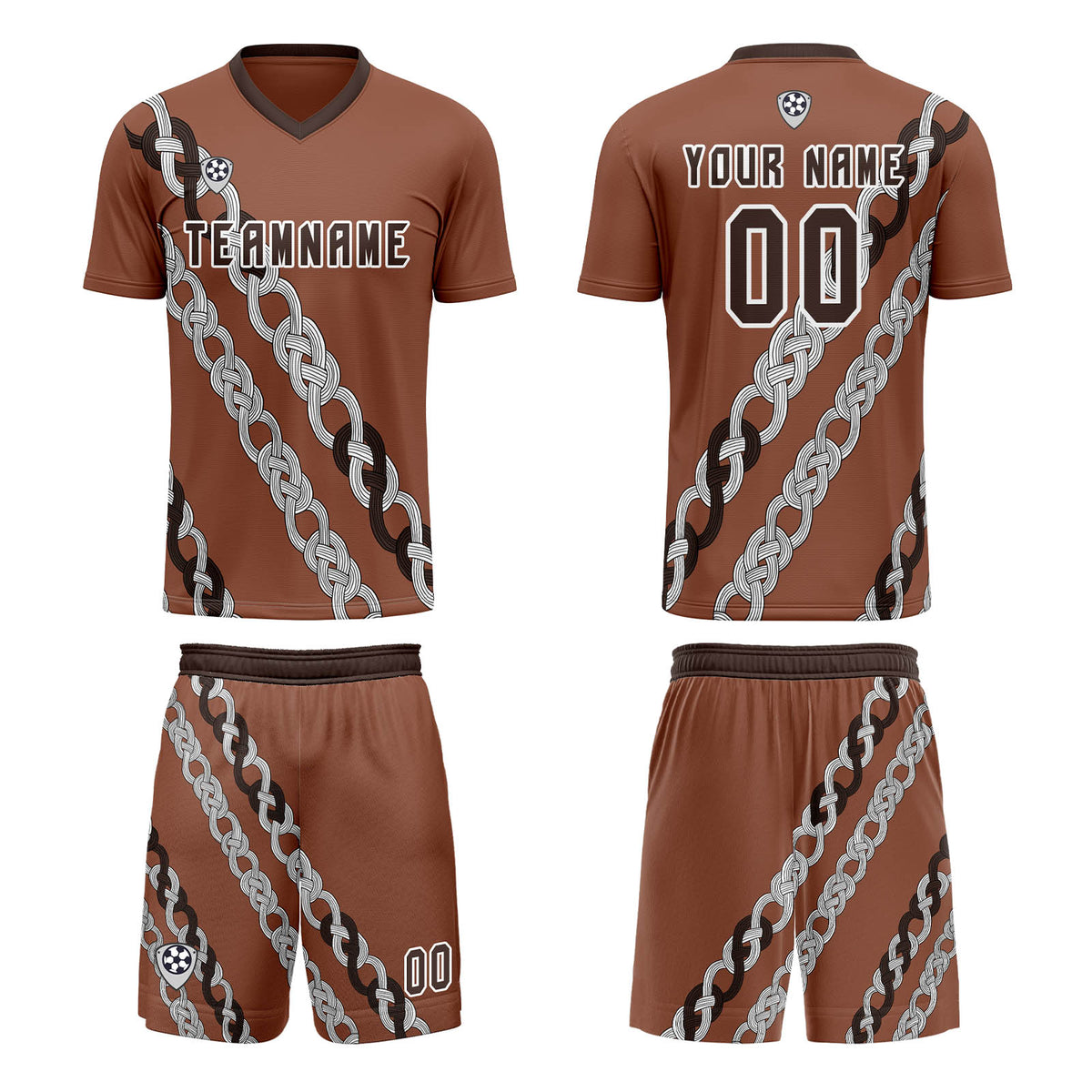 Benutzerdefinierte Braun Trikots für Männer Frauen Personalisierte Fußball Uniformen für Erwachsene und Kind