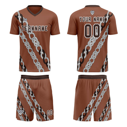 Benutzerdefinierte Braun Trikots für Männer Frauen Personalisierte Fußball Uniformen für Erwachsene und Kind