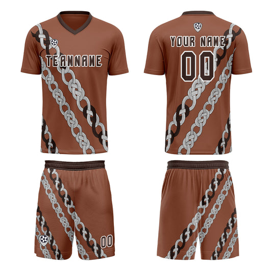 Benutzerdefinierte Braun Trikots für Männer Frauen Personalisierte Fußball Uniformen für Erwachsene und Kind