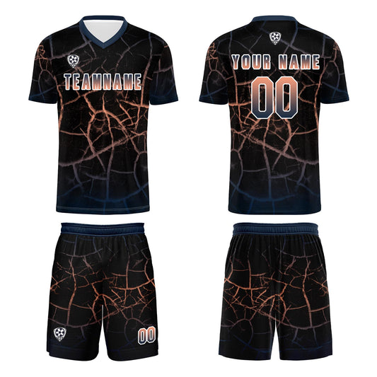 Benutzerdefinierte Schwarz Blau Trikots für Männer Frauen Personalisierte Fußball Uniformen für Erwachsene und Kind