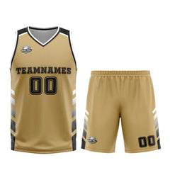 Benutzerdefinierter Braun Schwarz Basketball Jersey Uniform Anzug gedruckt Ihr Logo Name Nummer