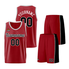 Individuelle Burgund Schwarz Basketball Jersey Shorts für Männer und Frauen Gestickter und gedruckter Name, Nummer und Logo