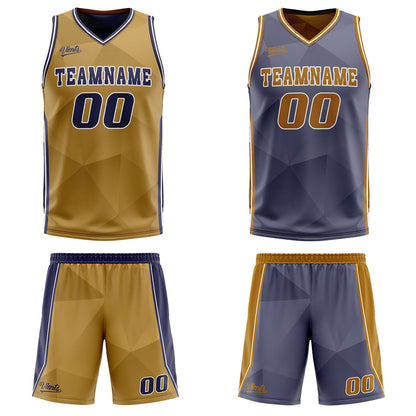 Benutzerdefinierte Braun Marine Reversible Basketball Jersey Personalisierte Drucken Name Nummer Logo