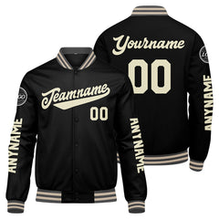 Maßgeschneiderte Grau Schwarz Creme Letterman Varsity Jacket Individuelle Stickerei Druck nach Ihrem Wunsch