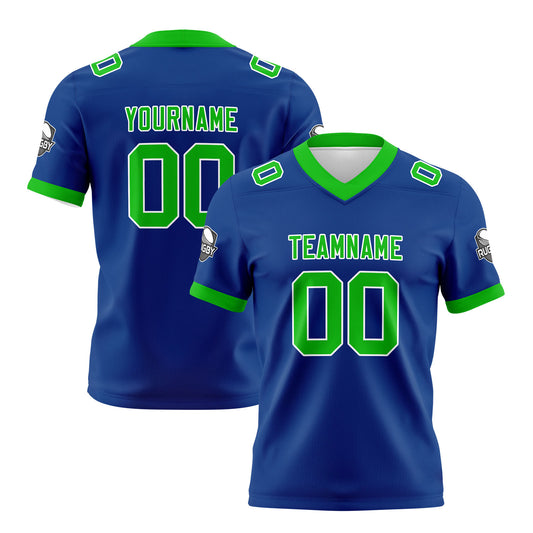 Benutzerdefinierte Blau Grün Fußball Trikots Personalisierter Name Nummer Logo