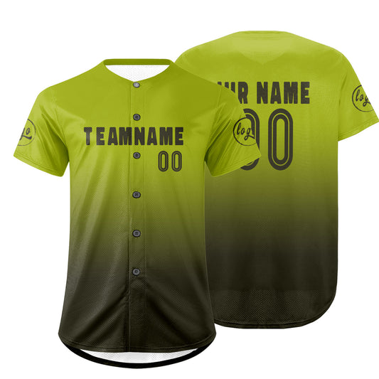 Benutzerdefiniert Grün Dunkelgrün Personalisierter Baseball Jersey mit Farbverlauf Team Uniform mit Namen und Nummer