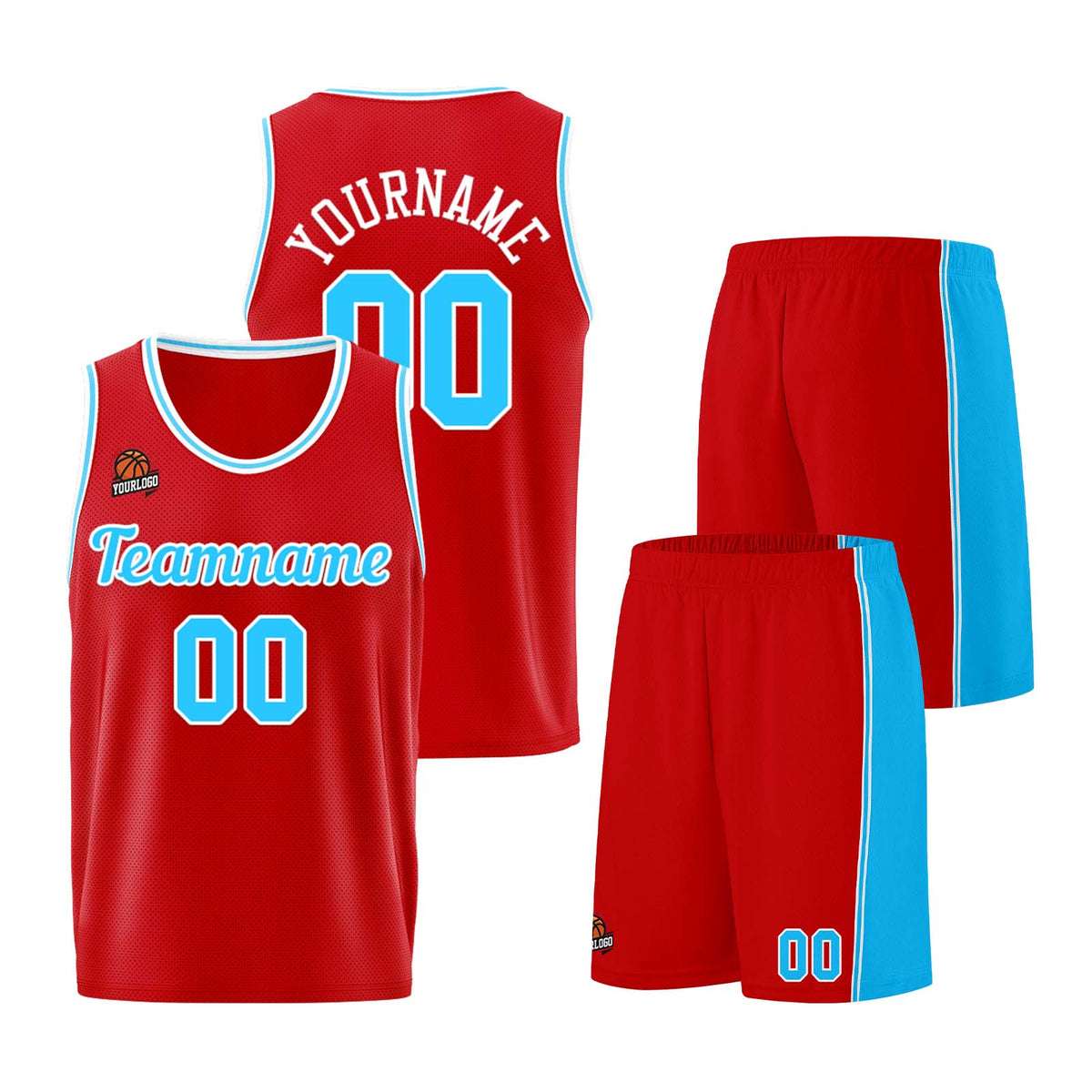 Individuelle Rot Königlich Basketball Jersey Shorts für Männer und Frauen Gestickter und gedruckter Name, Nummer und Logo