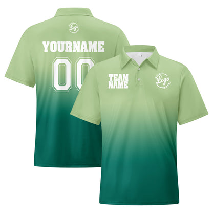 Benutzerdefinierte Hellgrün Grün Fußball Gradient Polo-Shirts Fügen Sie Ihr Einzigartiges hinzu Logo/Name/Nummer