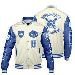 Maßgeschneiderte Weiß Königliche Letterman Varsity Jacket Individuelle Stickerei  Druck nach Ihrem Wunsch