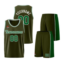 Individuelle Armeegrün-Grün Basketball Jersey Shorts für Männer und Frauen Gestickter und gedruckter Name, Nummer und Logo