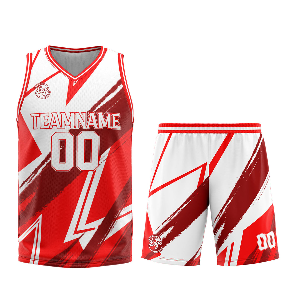 Benutzerdefinierter Rot Weiß Basketball Jersey Uniform Anzug gedruckt Ihr Logo Name Nummer