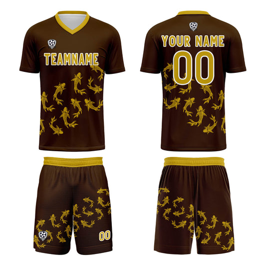 Benutzerdefinierte Braun Trikots für Männer Frauen Personalisierte Fußball Uniformen für Erwachsene und Kind