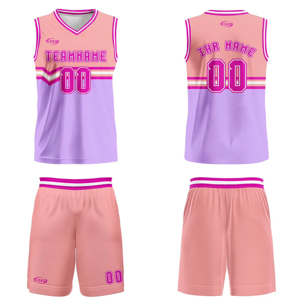 Benutzerdefinierter Rosa Lila Rose Rot Basketball Jersey Uniform Anzug gedruckt Ihr Logo Name Nummer